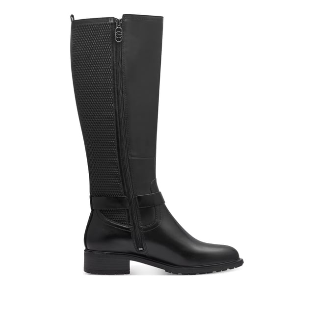 Tamaris Womens Black Leather Knee High Riding Boots