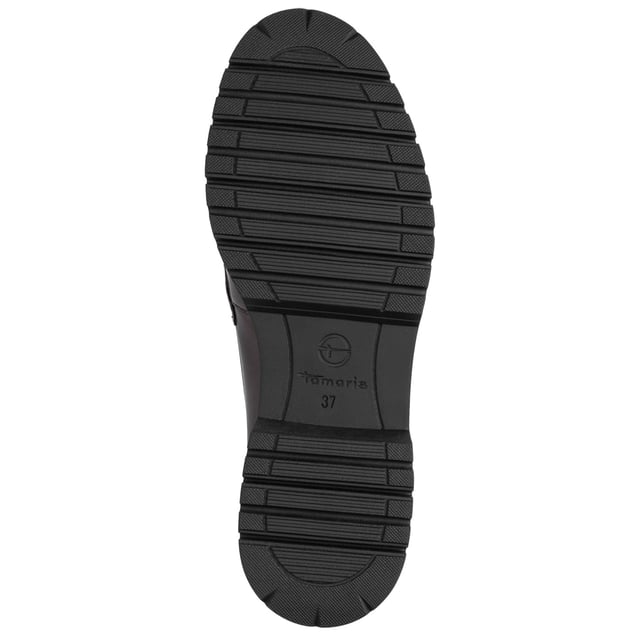 Estos mocasines de piel Tamaris para mujer combinan un estilo moderno con una comodidad duradera. Diseñados con una elegante suela de plataforma y fáciles de poner, son ideales para el día a día o para salidas informales. Características principales: Parte superior de piel auténtica negra. Cómodo diseño sin cordones. Forro textil y sintético para mayor transpirabilidad. Plantilla sintética acolchada. Tacón de plataforma de 40 mm para una sutil elevación. Suela sintética resistente. Altura de la caña: 6 cm.
