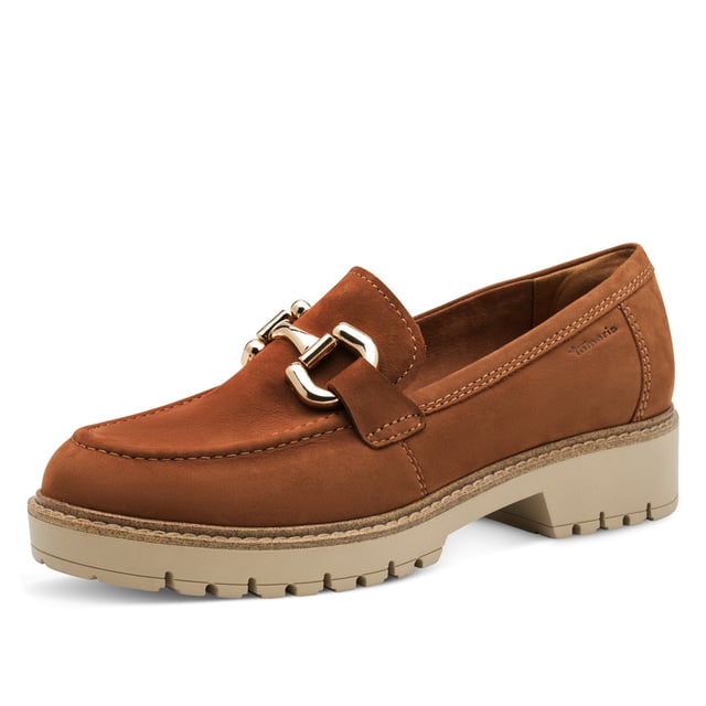 These Tamaris women’s leather loafers combine modern style with lasting comfort. Designed with a sleek platform sole and slip-on ease, they’re ideal for daily wear or casual outings.

Key Features:
Genuine black leather upper
Comfortable slip-on design
Textile & synthetic lining for breathability
Cushioned synthetic insole
40mm platform heel for subtle lift
Durable synthetic outsole
Shaft height: 6.0 cm