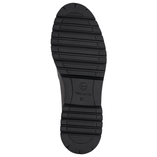 Estos mocasines de piel Tamaris para mujer combinan un estilo moderno con una comodidad duradera. Diseñados con una elegante suela de plataforma y fáciles de poner, son ideales para el día a día o para salidas informales. Características principales: Parte superior de piel auténtica negra. Cómodo diseño sin cordones. Forro textil y sintético para mayor transpirabilidad. Plantilla sintética acolchada. Tacón de plataforma de 40 mm para una sutil elevación. Suela sintética resistente. Altura de la caña: 6 cm.