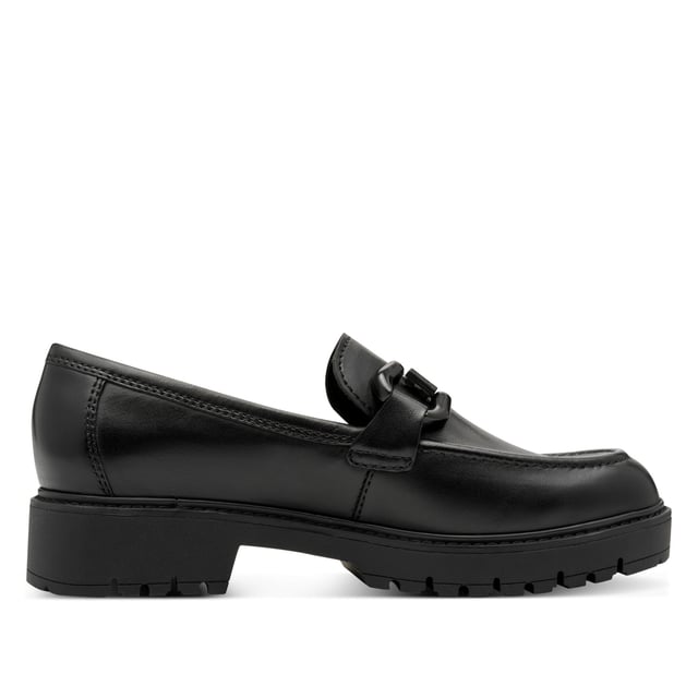 These Tamaris women’s leather loafers combine modern style with lasting comfort. Designed with a sleek platform sole and slip-on ease, they’re ideal for daily wear or casual outings.

Key Features:
Genuine black leather upper
Comfortable slip-on design
Textile & synthetic lining for breathability
Cushioned synthetic insole
40mm platform heel for subtle lift
Durable synthetic outsole
Shaft height: 6.0 cm