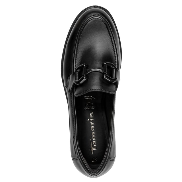 These Tamaris women’s leather loafers combine modern style with lasting comfort. Designed with a sleek platform sole and slip-on ease, they’re ideal for daily wear or casual outings.

Key Features:
Genuine black leather upper
Comfortable slip-on design
Textile & synthetic lining for breathability
Cushioned synthetic insole
40mm platform heel for subtle lift
Durable synthetic outsole
Shaft height: 6.0 cm