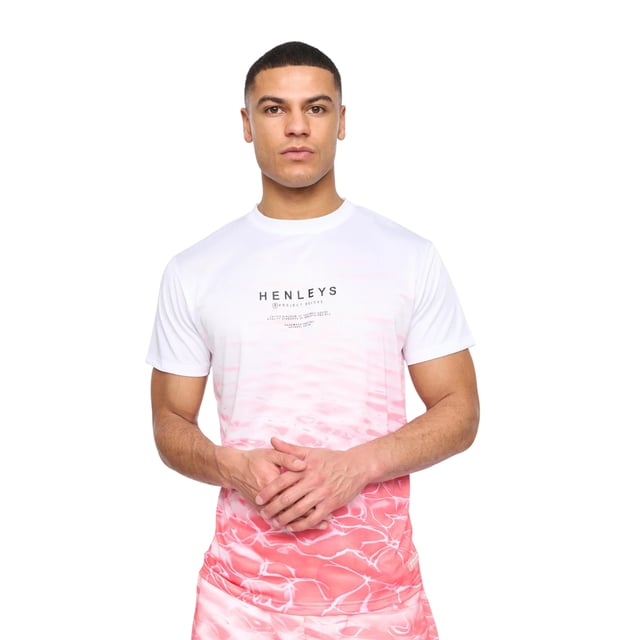 100% Polyester. Fabric: Soft Touch. Design: Printed, Ripple, Rubberised Logo, Sublimated, Text, Water. Neckline: Crew Neck. Sleeve-Type: Short-Sleeved. Fit: Regular. S: 37 in. M: 40 in. L: 43 in. XL: 46 in. XXL: 49 in.