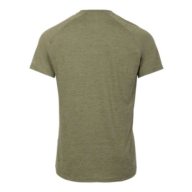 92% Polyester, 8% Elastan. Gewebetechnik: Antibakteriell, Leicht, Q-Wic Plus-Polyester. Gewebe: Weiche Haptik. Design: Logo, meliert. Reflektierende Details. Rundhalsausschnitt. Kurzärmlig. XS: 90,17 cm. S: 96,52 cm. M: 102 cm. L: 107 cm. XL: 112 cm. XXL: 121,92 cm. 3XL: 129,54 cm.