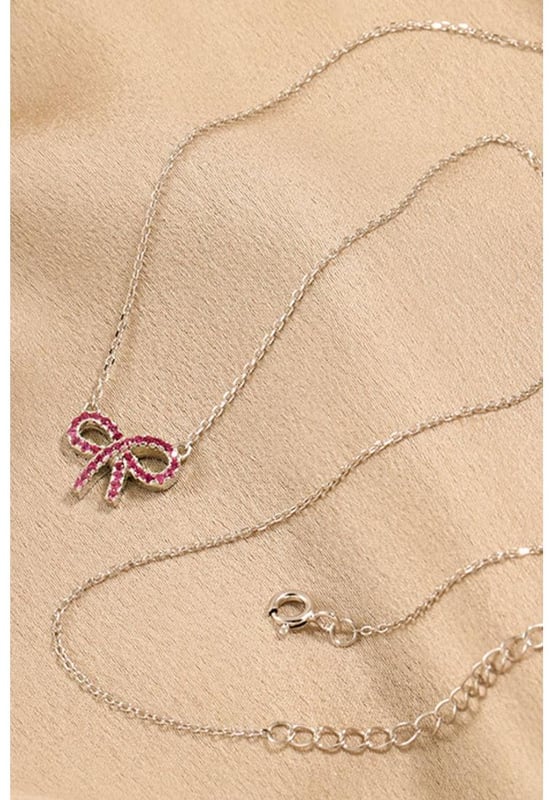 925 Sterling Silver Bow Necklace
  1
  piece necklace
  Includes a matching box
  Material: 18K rose gold
  plated 18K gold
  plated 925 sterling silver
  Care instructions: Avoid wearing during exercise to prevent deterioration and corrosion
  Imported
  Chain length: 15.7 inches
  Extension chain length: 2 inches