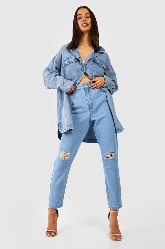 A classic go-to silhouette made from rigid and durable denim, the mom jean has become a wardrobe essential for every girl. Whether you're styling them day to day or wearing on a night out with heels, we have mom jeans to suit your vibe. Our ripped mom jeans let you get daring, just try a bum rip or a simple busted knee to serve everyday attitude. Step out in high waisted mom jeans for a low-key look that stays fresh all season. This is no regular denim staple - it's over to you to create the look.Style: Mom JeansFabric: Denim