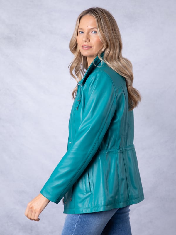 The Levens field jacket, crafted in sumptuously soft UK-sourced leather, is designed to protect you from the elements and keep you looking stylish.
This jacket features a funnel neck drawstring collar and front pockets, as well as a drawstring waist so it can be worn cinched in or left loose. Its longer length and centre zip fastening with added front placket provides added protection from the great British weather, and equally serves to flatter your form.