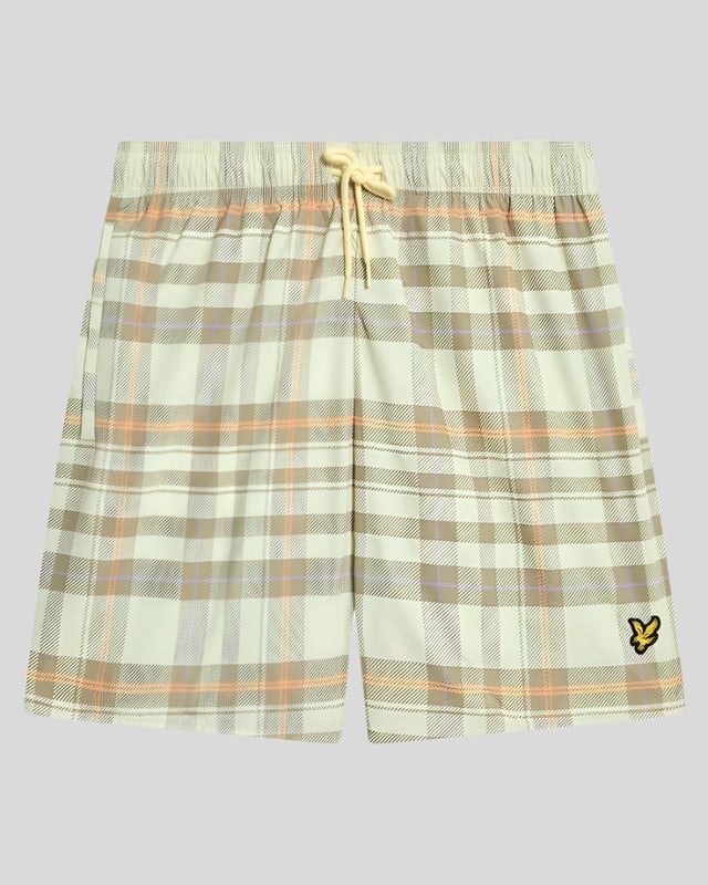Introducing the Tartan Resort Swim Shorts, an exquisite addition to our spring menswear collection. Meticulously crafted from 100% premium polyester, these shorts embody sophistication and comfort, featuring a ribbed waistband with a drawcord for a personalized fit and inset side pockets for practicality. Completed with a distinguished golden embroidered eagle logo on the bottom leg, these swim shorts effortlessly blend style with functionality for the discerning gentleman.

- Material: 100% Polyester
- Fit: Regular
- Features: Ribbed waist band, drawcord, inset side pockets
- Logo: Golden embroidered eagle
- Versatile styling for resort transitions

Elevate your swimwear repertoire with the Tartan Resort Swim Shorts, a refined choice for the discerning gentleman this spring.