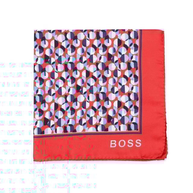 Mens BOSS Pocket Square in red.- 100% Silk.- Ref: 50429485617