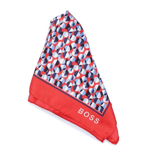Mens BOSS Pocket Square in red.- 100% Silk.- Ref: 50429485617