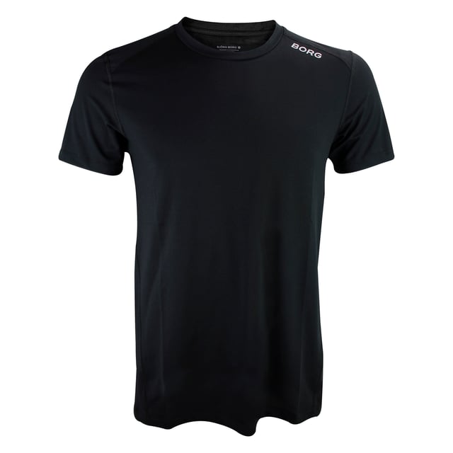 Borg Athletic T-shirt - High-Performance Activewear: Train in ultimate comfort with the Björn Borg Borg Athletic T-shirt, designed for peak performance. Made from lightweight, recycled polyester stretch, this T-shirt offers high moisture-wicking functionality and breathability, ensuring you stay dry and cool during intense workouts. It features a regular fit with strategically placed cutlines to minimize pressure on the shoulders and sides, making it ideal for all types of physical activity. Extra Product Details:. 93% Recycled Polyester, 7% Elastane Moisture-Wicking Fabric High Breathability Strategic Cutlines for Comfort Machine Washable. This T-shirt combines sustainability with top-notch performance, making it a must-have for any fitness enthusiast.