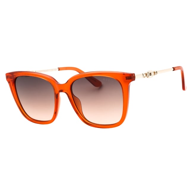 Discover the perfect blend of style and function with Guess Gold Arms Orange Sunglasses. Featuring vibrant orange frames paired with gradient brown lenses, these sunglasses offer a striking look that enhances any outfit. The gold-toned arms add a touch of luxury and sophistication, making them ideal for both casual outings and special occasions. Designed to provide excellent sun protection while keeping you effortlessly fashionable, these sunglasses are a must-have accessory for those who want to stand out with confidence and flair. Elevate your eyewear collection with this bold and elegant choice from Guess. 53X17X140 100% plastic