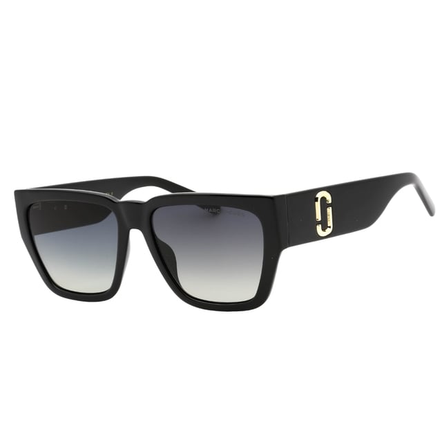 Marc Jacobs Black Thick Framed Sunglasses Discover the bold style of Marc Jacobs Black Thick Framed Sunglasses, designed to make a statement wherever you go. Featuring a sleek black frame paired with grey lenses, these sunglasses offer both timeless elegance and modern edge. The thick frames provide durability and a distinctive look, while the grey lenses reduce glare and enhance visual comfort in bright conditions. Perfect for elevating your everyday outfits or adding a touch of sophistication to your outdoor adventures, these sunglasses combine fashion and function effortlessly. Step out with confidence and protect your eyes in style with Marc Jacobs.57X16X145 100% Plastic