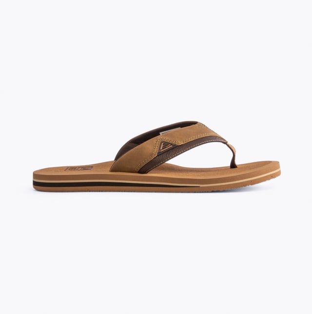 These men's flip-flops feature a synthetic upper, lightweight EVA sole, and breathable design. Ideal for casual wear, they offer comfort with a slip-on style and a round toe shape