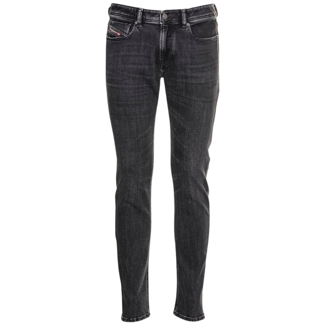 Pantalones vaqueros grises Diesel, cierre de botones, 95 % algodón, 3 % elastomultiéster, 2 % elastano-spandex. Corte ajustado, marca Diesel