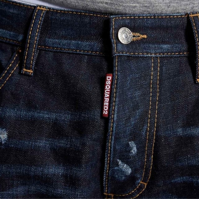 Estilo Marinero Jean, 100% Algodón, Bragueta De Botones, Corte Recto, Vaqueros De Mezclilla Azul Oscuro, Hecho En Italia, Vaqueros Azules