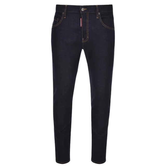 Skater Jean, Button Closure, Made In Romania, 99% Cotton, 1% Elastane, Dark Denim, Navy Blue Denim,  Slim Fit With A Tapered Leg, Plain Navy Blue Jeans, Skater jeans in a Navy Wash