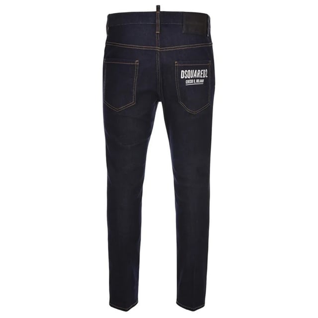 Skater Jean, Button Closure, Made In Romania, 99% Cotton, 1% Elastane, Dark Denim, Navy Blue Denim,  Slim Fit With A Tapered Leg, Plain Navy Blue Jeans, Skater jeans in a Navy Wash