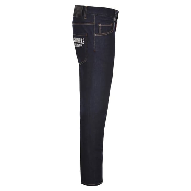 Skater Jean, Button Closure, Made In Romania, 99% Cotton, 1% Elastane, Dark Denim, Navy Blue Denim,  Slim Fit With A Tapered Leg, Plain Navy Blue Jeans, Skater jeans in a Navy Wash