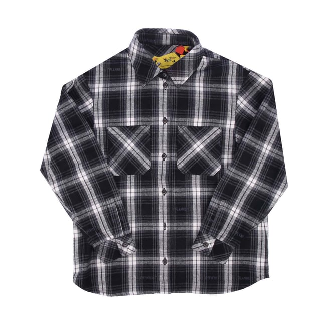 Juniors Off White Script Check Flannel Shirt in black-white.- Spread collar.- Full button fastening.- Chest pockets.- Buttoned cuffs.- Black and grey checked pattern all over.- Curved hem.- 80% Cotton  20% Polyester.- Ref: OGGA0010011001