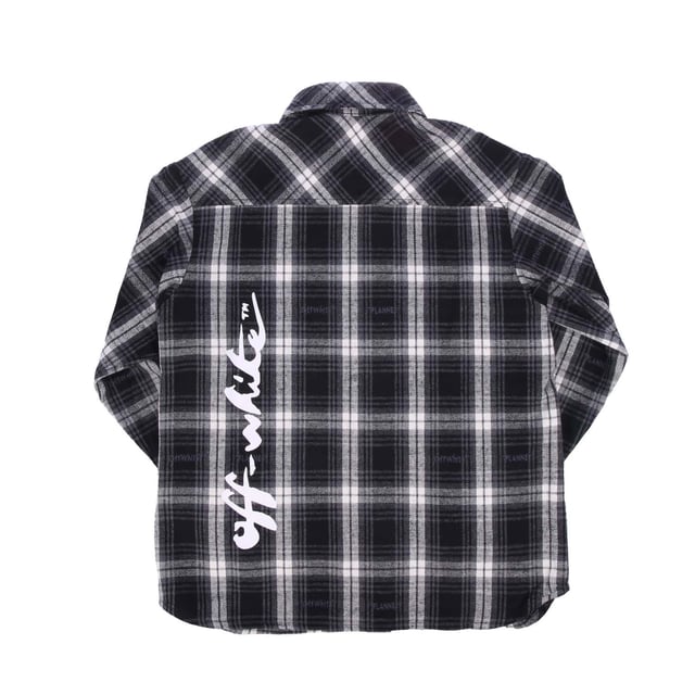 Juniors Off White Script Check Flannel Shirt in black-white.- Spread collar.- Full button fastening.- Chest pockets.- Buttoned cuffs.- Black and grey checked pattern all over.- Curved hem.- 80% Cotton  20% Polyester.- Ref: OGGA0010011001