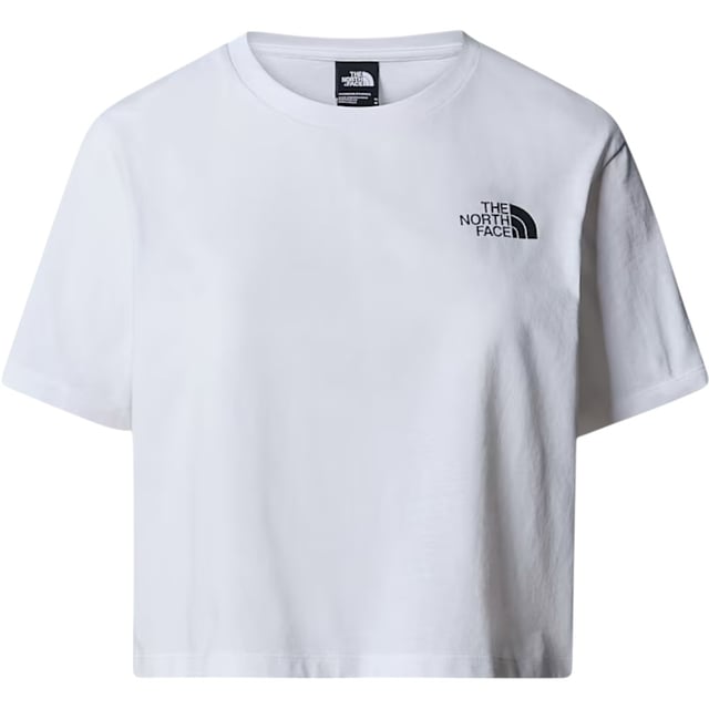 The North Face Women's Simple Dome Cropped Top T-Shirt is a casual, short-sleeved tee perfect for the spring and summer seasons. Made from comfortable cotton material, this pullover shirt features a crew neck and a cropped fit for a stylish look. With its regular fit and stretchy design, this tee from The North Face is easy to care for with machine washable instructions, making it a practical and fashionable choice for any woman's wardrobe.