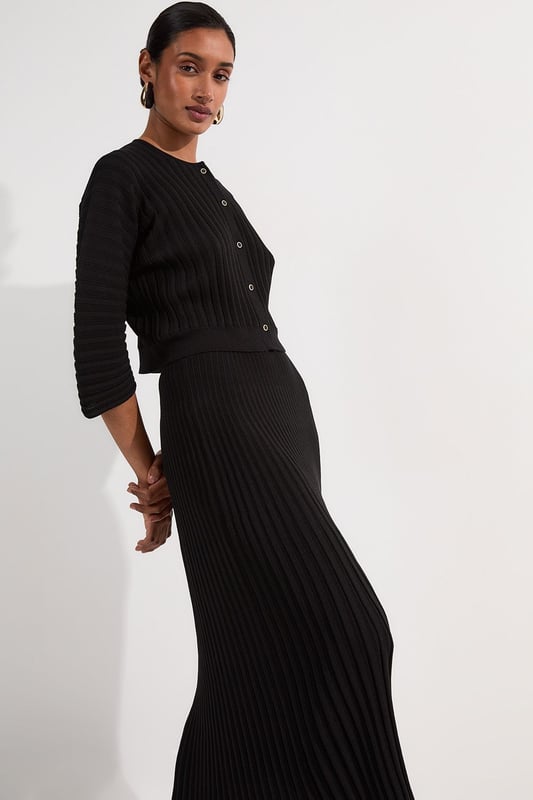 Pleated Rib Knitted Skirt