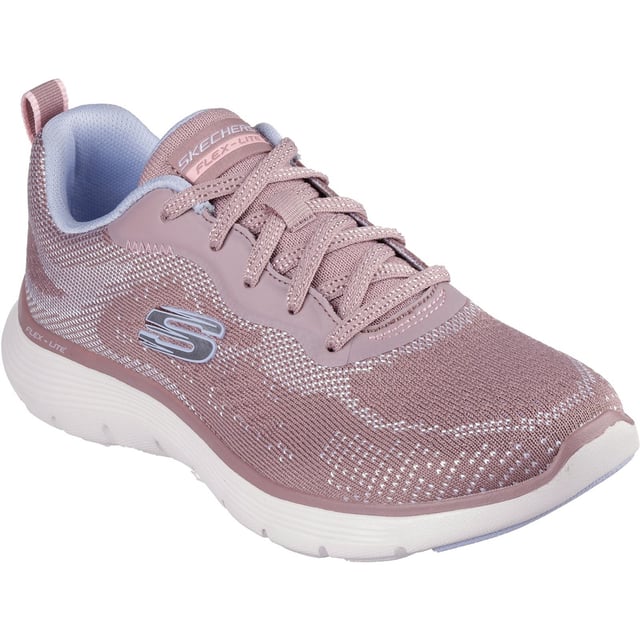 Go wild and out in flexible comfort wearing Skechers Flex Appeal 5.0 Cruising Thru. This lace-up features an engineered knit upper and a cushioned Skechers Air-Cooled Memory Foam insole.