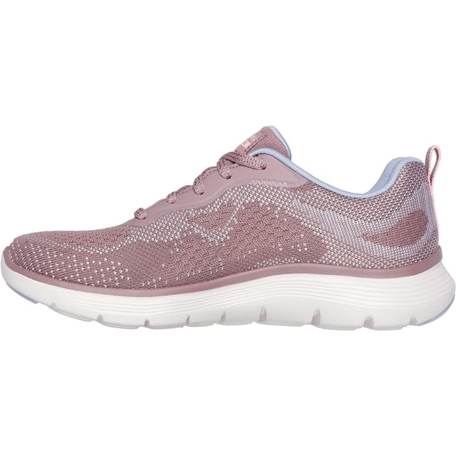 Go wild and out in flexible comfort wearing Skechers Flex Appeal 5.0 Cruising Thru. This lace-up features an engineered knit upper and a cushioned Skechers Air-Cooled Memory Foam insole.