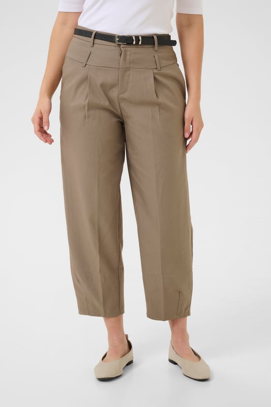 Regular fit,Hoge taille,Cropped lengte,Straight  Wassen op 30°, niet bleken, niet in de droger drogen, Druipnat ophangen in de schaduw, warm strijken max. 150° C, Droogreiniging  82% Polyester,16% Viscose,2% Elastaan
