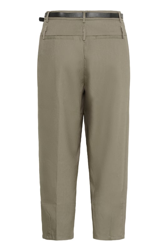 Regular fit,Hoge taille,Cropped lengte,Straight  Wassen op 30°, niet bleken, niet in de droger drogen, Druipnat ophangen in de schaduw, warm strijken max. 150° C, Droogreiniging  82% Polyester,16% Viscose,2% Elastaan