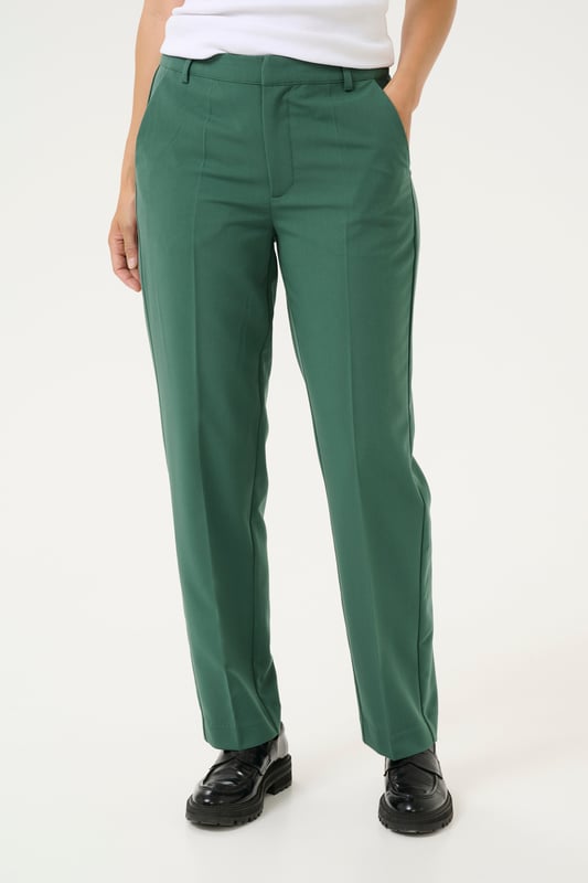 Regular fit,Hoge taille,Lange lengte,Straight  Wassen op 30°, niet bleken, niet in de droger drogen, Druipnat ophangen in de schaduw, koud strijken max. 110° C, Droogreiniging  77% Polyester (Gerecycled),18% Viscose,5% Elastaan