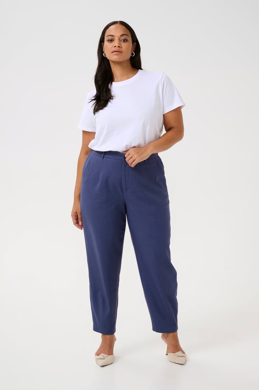 Loose fit,Elastische taille,Enkel lengte,Straight  Wassen op 30°, niet bleken, niet in de droger drogen, Druipnat ophangen in de schaduw, koud strijken max. 110° C, Droogreiniging  64% Polyester (Gerecycled),33% Viscose,3% Elastaan