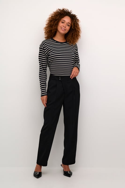 Regular fit,Hoge taille,Enkel lengte,Straight  Wassen op 30°, niet bleken, niet in de droger drogen, Druipnat ophangen in de schaduw, koud strijken max. 110° C, Droogreiniging  64% Polyester (Gerecycled),33% Viscose,3% Elastaan