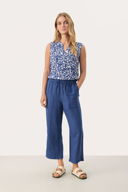 Easy fit,Comfort Taile,Über Knöchellänge,Weite leg  Schonwäsche 30°, Nicht bleichen, Nicht im Trockner trocknen, Tropnass aufhängen im Schatten, Kalt bügeln max. 110° C, Trockenreinigung  50% Leinen,50% Viskose (LENZING™ ECOVERO™)