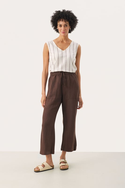 Easy fit,Comfort Taile,Über Knöchellänge,Weite leg  Schonwäsche 30°, Nicht bleichen, Nicht im Trockner trocknen, Tropnass aufhängen im Schatten, Kalt bügeln max. 110° C, Trockenreinigung  50% Leinen,50% Viskose (LENZING™ ECOVERO™)