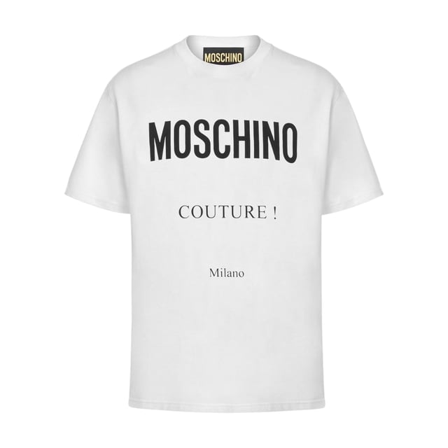 Elevate your wardrobe with the Moschino Couture White T-Shirt, a perfect blend of luxury and casual style. Crafted with premium materials, this white t-shirt offers exceptional comfort and durability, making it ideal for everyday wear. Its clean, minimalist design features subtle branding that adds a touch of sophistication without overwhelming your look. Whether paired with jeans for a relaxed outing or layered under a blazer for a chic ensemble, this versatile piece enhances your style effortlessly. Invest in timeless quality and stand out with Moschino's signature flair. 1001 WHITE T-SHIRT MALE, Made in Portugal, 100% Cotton