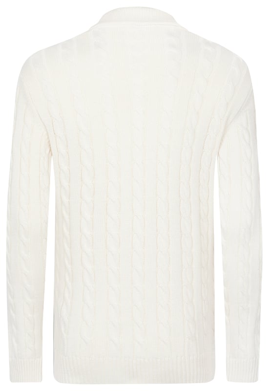 Dieses stilvolle und raffinierte Design vereint Komfort und Qualität. Ideal für die Wintersaison, sorgt seine weiche Textur und robuste Konstruktion an kalten Tagen für Wärme und macht es zu einer vielseitigen Ergänzung für jede Garderobe. Mit Blick auf die neuesten Trends gefertigt, verfügt der Pullover über ein elegantes, dickes Zopfmuster, das eine moderne und schicke Note verleiht. Der Polokragen bietet ein klassisches und vielseitiges Erscheinungsbild, während die langen Ärmel zusätzlichen Schutz und Komfort bieten. Perfekt für den täglichen Gebrauch, lässt sich der Pullover mühelos mit Jeans oder Hosen für einen smart-casual Look kombinieren. Für ein lässiges, aber raffiniertes Ensemble kombinieren Sie den Pullover mit Chinos oder Jeans. Tragen Sie ihn unter einer Jacke oder einem Mantel für zusätzliche Wärme und Stil bei kälterem Wetter. Die Pflege dieses Pullovers ist einfach, Handwäsche wird empfohlen oder Maschinenwäsche in kaltem Wasser im Schonwaschgang. Bei Bedarf auf niedriger Hitze bügeln und auf Bleichmittel und chemische Reinigung verzichten, um die Qualität zu erhalten. Der dicke Zopfmuster Herren-Polopullover mit langen Ärmeln von Felix Hardy besticht durch hochwertige Materialien und sorgfältige Verarbeitung, wodurch er zu einem unverzichtbaren Stück in Ihrer Garderobe diesen Winter wird. Bleiben Sie die ganze Saison über gemütlich und stilvoll!