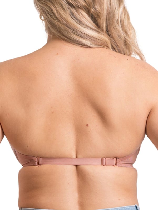 Curvy Kate Superhero Plunge Multiway Bra. Multiway bra with a low plunge, foam lined padded cups, swan hook back band with an adjustable slider, multiway straps that can be positioned in mumerous ways due to the eyeletted top cup and a low back extender to lower the band by 1-2 inches. The product is recommended for hand wash only.