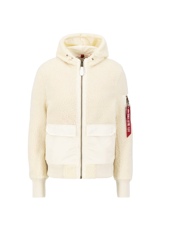 This is the Zip Hood Teddy winter jacket for women from Alpha Industries. The spacious front pockets provide plenty of room for you and your everyday essentials. The jacket made of teddy material features a regular fit and large nylon pockets.