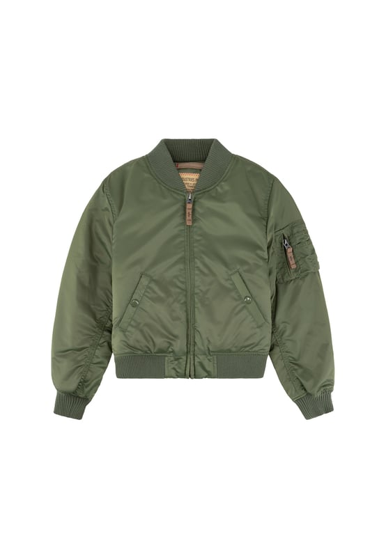Dit bomberjack is perfect voor kinderen die de voorkeur geven aan een langer, slanker model. De oranje voering en het utility-zakje geven dit item iets extra’s.
