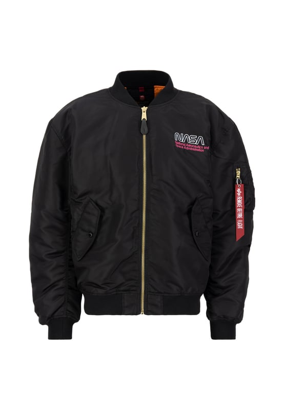 MA-1 NASA Skylab Bomber Jacket The MA-1 NASA Skylab bomber jacket from ALPHA INDUSTRIES is a stylish and comfortable option for men. This jacket features a relaxed fit, light padding and side entry pockets for added functionality. Equipped with a front zipper, it’s a perfect choice for everyday wear.