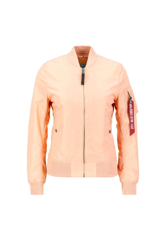 The MA-1 TT Two Tone Bomber Jacket Women combines modern style with military charm. Its slim fit accentuates the figure, while the lightweight two-tone nylon gives it a refined look. Practical pockets and the iconic utility pocket with RBF Tag offer functionality. The zip with leather pull tab and subtle logo details complete the design. Easy to style and crafted for durability, this jacket stays in great shape over time. Ideal for mild temperatures.