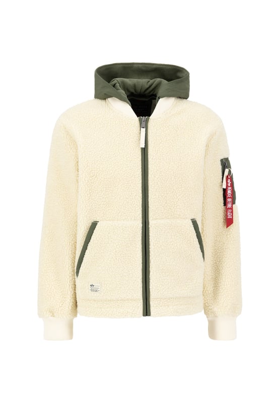 Teddy Nylon Zip Hood Bomber Jacket The Teddy Nylon ZH Jacket by ALPHA INDUSTRIES is a bomber jacket for men with a regular fit. The jacket is lightly lined and has side pockets and a zip fastening. With its stylish design, it is the perfect companion for everyday wear.