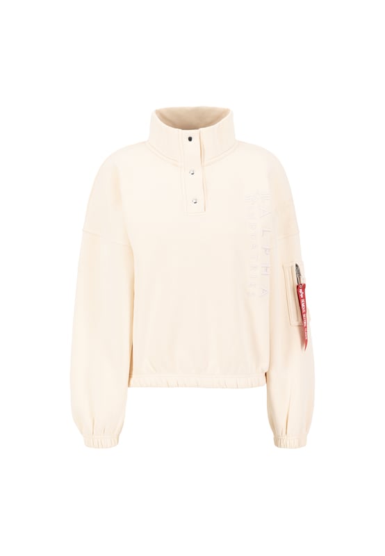 The EMB HC OS Sweater for women by ALPHA INDUSTRIES is a comfortable sweatshirt featuring a cool logo print design. The oversized fit and unlined construction provide a light wearing experience, while the long sleeves accommodate every movement. An absolute must-have for all Alpha fans!