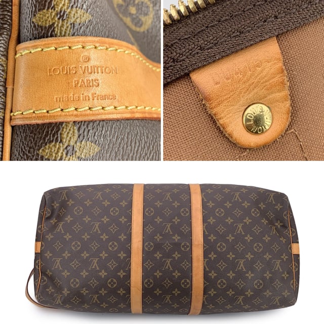 VINTAGE, RRP AS NEW
For the true traveler at heart, the Louis Vuitton Keepall 55 Bandoulière, is more than just a bag-it's a companion built for adventure, designed with timeless elegance and unmistakable heritage. Crafted in Louis Vuitton's signature Monogram canvas and elevated with natural cowhide leather trim, this model strikes the perfect balance between classic luxury and modern edge.  Its generous size makes it ideal for a weekend escape, while thoughtful Condition Rating: B - VERY GOOD CONDITIONCondition Details: Gently used. Some normal wear of use on bottom corners. Some normal wear and light darkness of use on leather trim. Minimal marks on canvas (light brown marks). Padlock is included (but no keys). Please check the photos carefully and ask if you need to know more details or if you have any doubts.Measurements (cm):Depth: 25.4Height: 29.2Length: 55.2Other Details: Dustbag? NoKeys? n.a.Box? No Measurments:  width: 254 mm length: 552 mm height: 292 mm