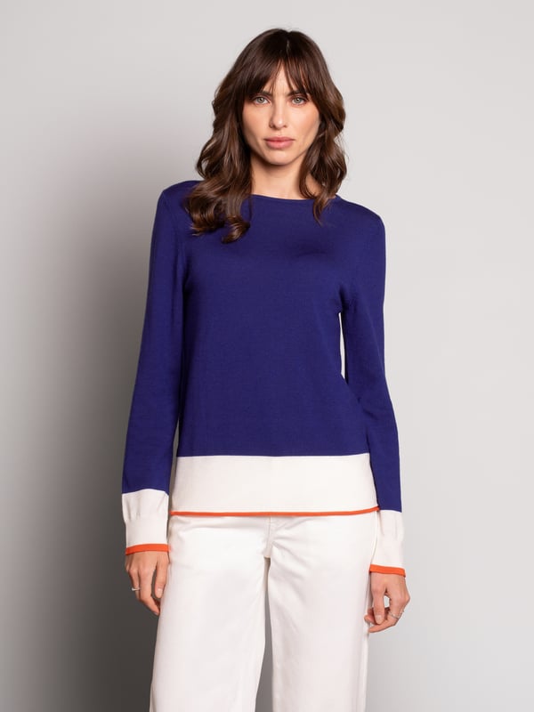 With an elegant boat neckline and neat cut, classic look, this jumper is ideal for everyday wear. Made in Ultrafine Merino wool which helps keep the creases at bay, promote breathability in warmer conditions and generate natural warmth if it's chilly, this jumper provides versatile appeal for all seasons. With an elegant drape, this is perfect for layering over a shirt collar or can be simply styles on it's own as the soft yarns will feel beautifully gentle against your skin.