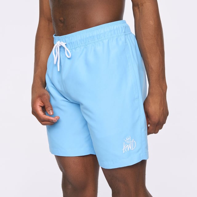 Mens Kings Will Dream Crosby 2.0 Swim Shorts in sky blue- Elasticated waist with drawcord- Side welt pockets- Rear patch pocket- Inner mesh brief- Embroidered logo at left hem- Relaxed fit- Shell: 100% Polyester.  Lining: 100% Polyester mesh.  Machine washable- Ref: KD2R124389ASSTK1