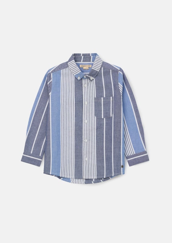 Earn your stripes! Our new stripe shirt is crafted from classic Oxford cotton to give a smart profile. Regular cut with a button-down collar and cool   and white unique stripe placement makes for perfect summer styling. Pair with our textured chino for a sharp. stylish outfit.