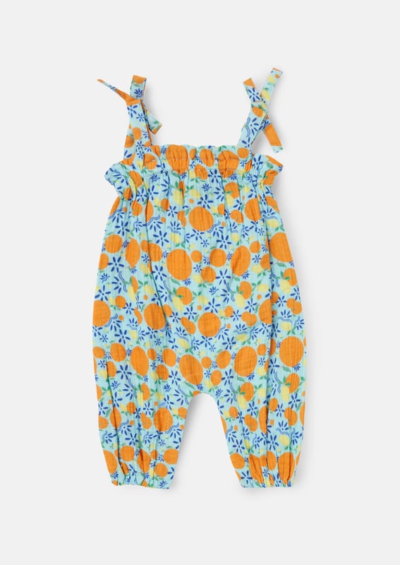 This scrumptious fruit print romper is crafted from soft double cloth cotton. providing both comfort and style. Soft. breathable. and perfect for summer days. it’s the ideal piece for little ones—and pairs perfectly with our big sister dress!.